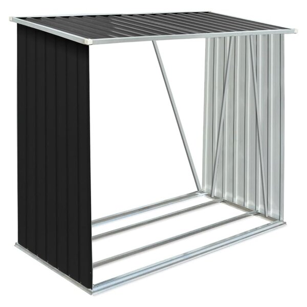 KONDELA Magazie pentru lemn, antracit/alb, 163x82x160 cm, DARYL TIP 1