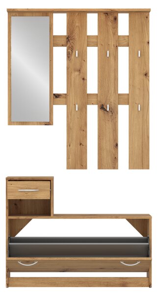 KONDELA Set pentru hol, stejar artisan, VIRA-MECKI NEW