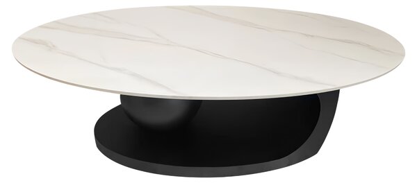 KONDELA Măsuţă de cafea, imitaţie marmură/negru, AXEN