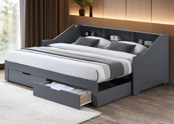 KONDELA Patul extensibil, gri, MONETA
