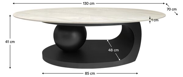 KONDELA Măsuţă de cafea, imitaţie marmură/negru, AXEN