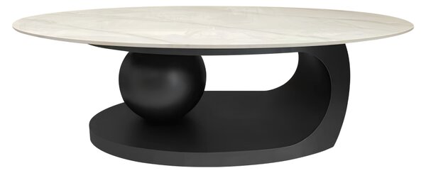 KONDELA Măsuţă de cafea, imitaţie marmură/negru, AXEN