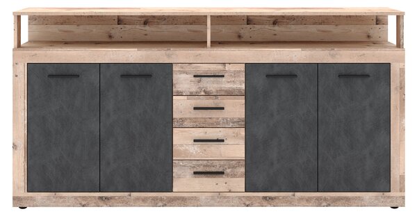 KONDELA Comodă combinată, old wood light/matera, LUNYSA