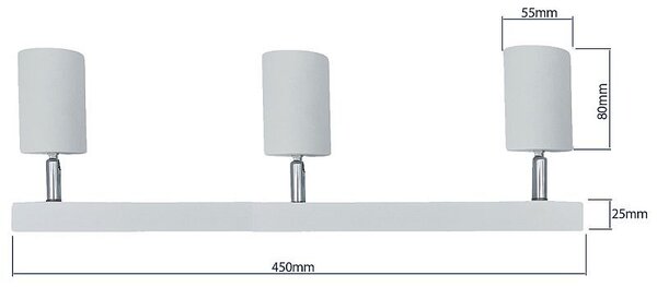 Plafoniera de tavan, 3 LED-uri, unghi reglabil, IP20, soclu GU10, alb