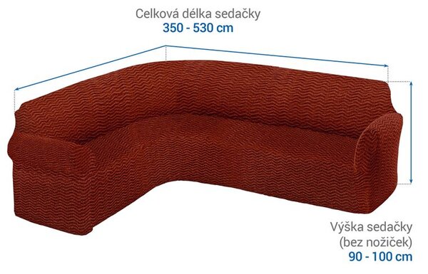 Huse bielastice CRISTINA cupru colţar (l. 350 - 530 cm)