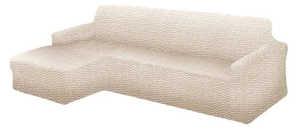 Huse bielastice CRISTINA smântână canapea cu otoman stânga (l. 170 - 300 cm)