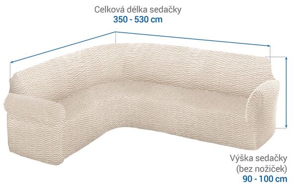 Huse bielastice CRISTINA smântână colţar (l. 350 - 530 cm)