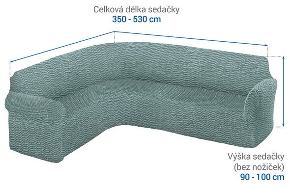 Huse bielastice CRISTINA mentă colţar (l. 350 - 530 cm)