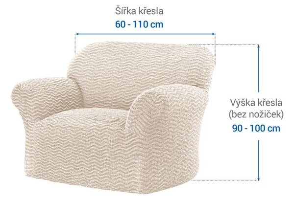 Huse bielastice CRISTINA smântână fotoliu (l. 60 - 110 cm)