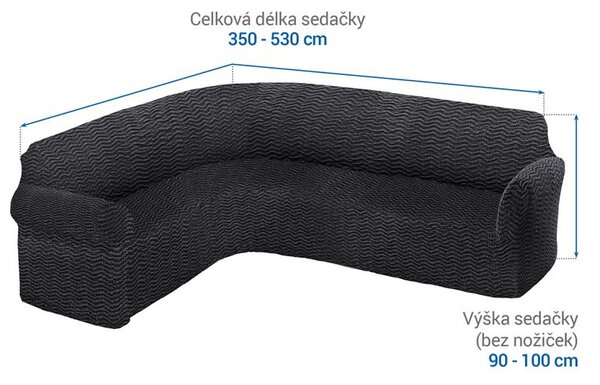 Huse bielastice CRISTINA antracit colţar (l. 350 - 530 cm)
