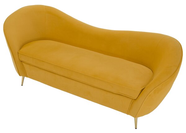KONDELA Canapea cu 3 locuri de design, ţesătură Velvet galbenă/gold crom auriu, EZIO TYP 3