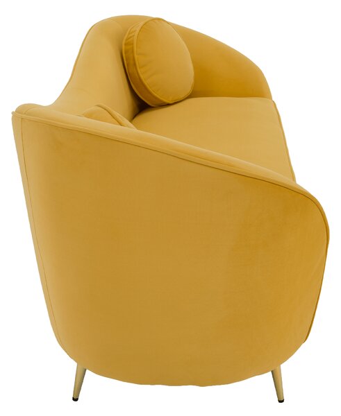 KONDELA Canapea cu 3 locuri de design, ţesătură Velvet galbenă/gold crom auriu, EZIO TYP 3