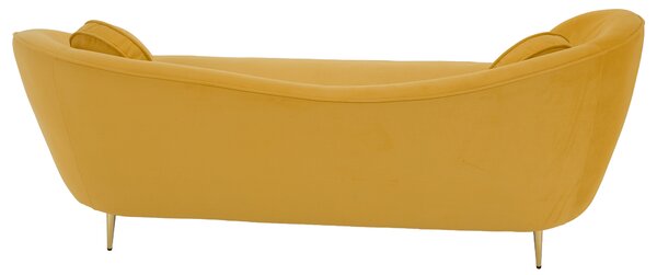 KONDELA Canapea cu 3 locuri de design, ţesătură Velvet galbenă/gold crom auriu, EZIO TYP 3