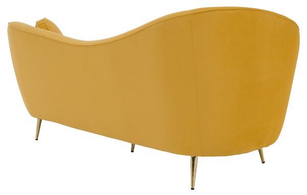 KONDELA Canapea cu 3 locuri de design, ţesătură Velvet galbenă/gold crom auriu, EZIO TYP 3