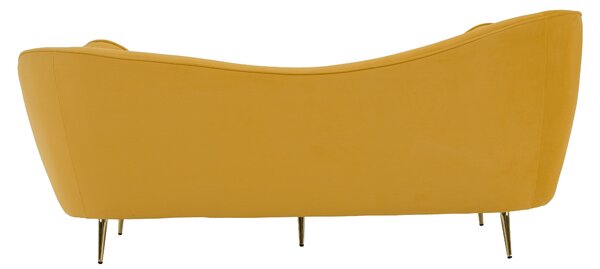 KONDELA Canapea cu 3 locuri de design, ţesătură Velvet galbenă/gold crom auriu, EZIO TYP 3