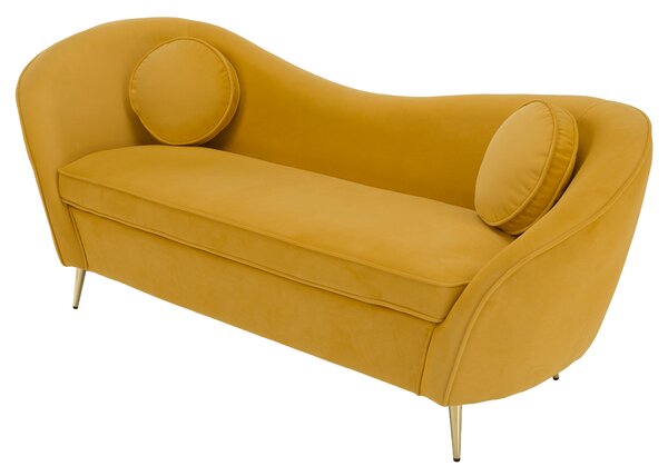 KONDELA Canapea cu 3 locuri de design, ţesătură Velvet galbenă/gold crom auriu, EZIO TYP 3