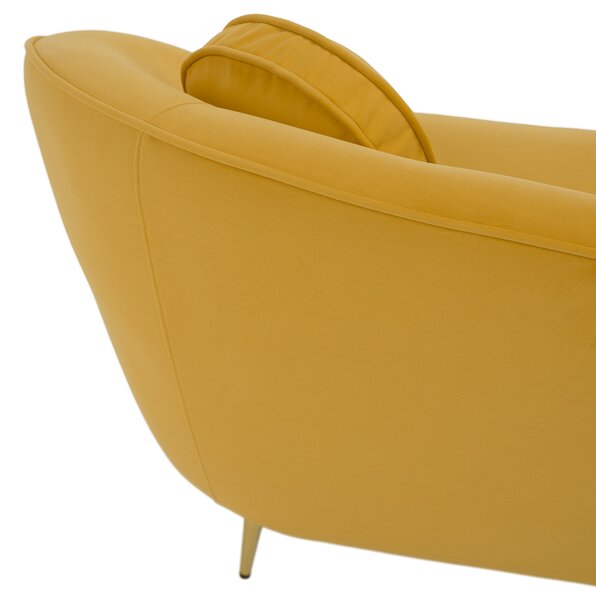 KONDELA Canapea cu 3 locuri de design, ţesătură Velvet galbenă/gold crom auriu, EZIO TYP 3