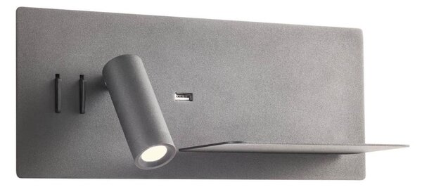 Spot LED de perete Redo 01-3316 BROOK LED/8W/230V + LED/3W USB negru