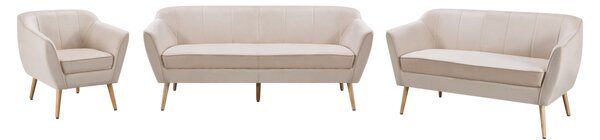 KONDELA Canapea de designer cu 2 locuri, ţesătură Velvet bej/naturală, VIODA