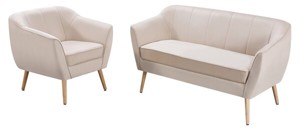KONDELA Canapea de designer cu 2 locuri, ţesătură Velvet bej/naturală, VIODA