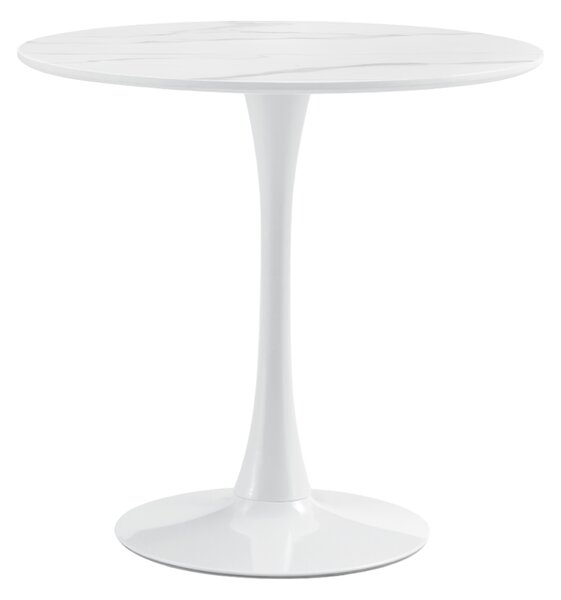 KONDELA Masă de sufragerie, marmură deschisă/alb, diametru 80 cm, LORIAN
