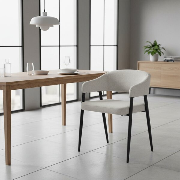 KONDELA Fotoliu de sufragerie design, gri deschis/negru, NIZAR TYP 2