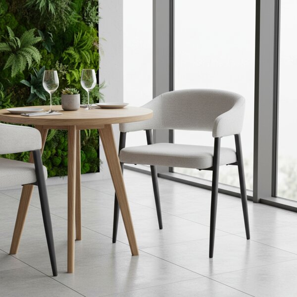 KONDELA Fotoliu de sufragerie design, gri deschis/negru, NIZAR TYP 2