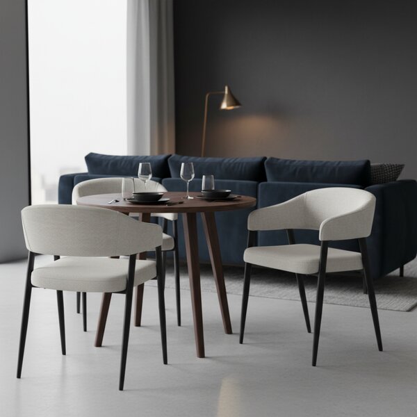KONDELA Fotoliu de sufragerie design, gri deschis/negru, NIZAR TYP 2