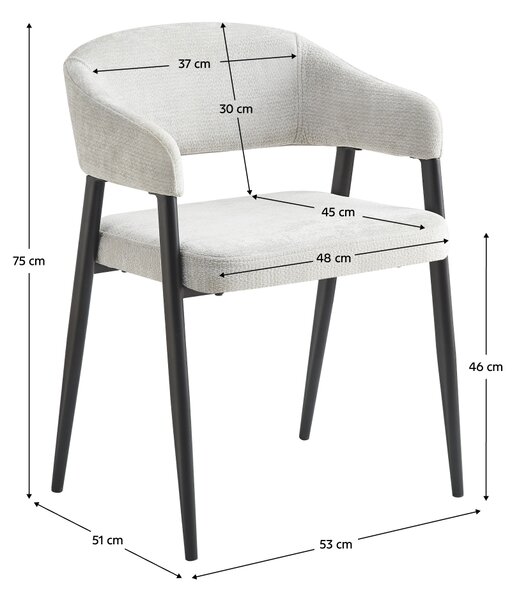 KONDELA Fotoliu de sufragerie design, gri deschis/negru, NIZAR TYP 2