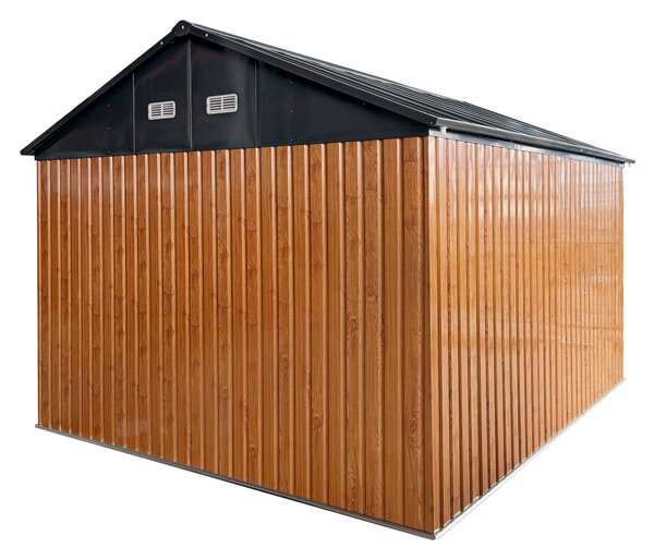 KONDELA Şopron de grădină din tablă metalică, maro/antracit, 3,6x3,1x2,5 m, GABKO
