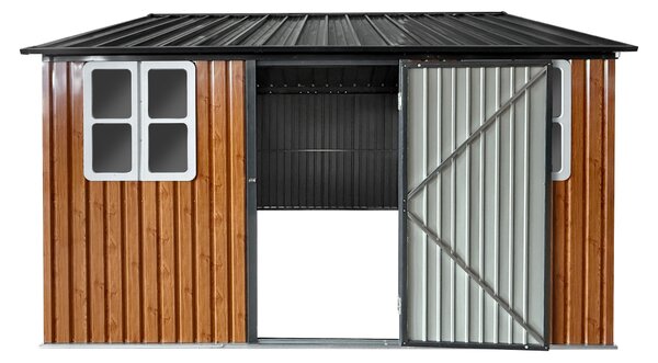 KONDELA Şopron de grădină din tablă metalică, maro/antracit, 3,6x3,1x2,5 m, GABKO