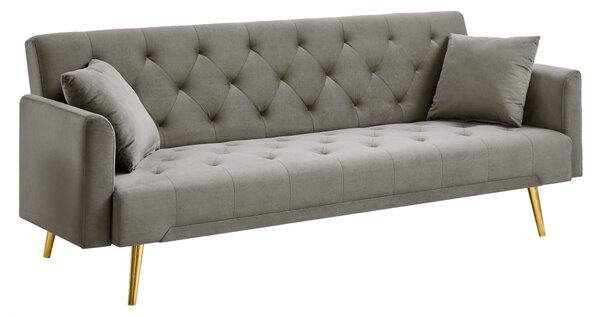 KONDELA Canapea extensibilă, gri-maroniu Taupe/gold crom-auriu, ALISIA