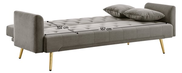 KONDELA Canapea extensibilă, gri-maroniu Taupe/gold crom-auriu, ALISIA
