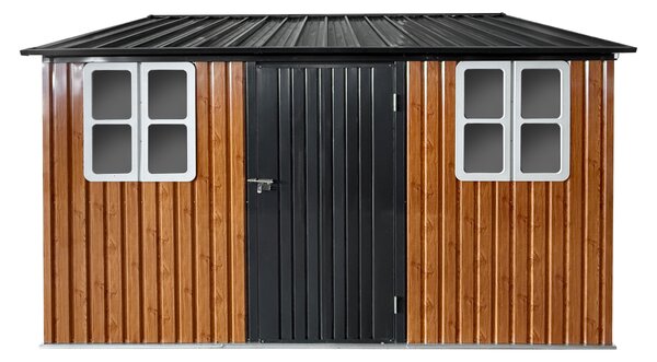 KONDELA Şopron de grădină din tablă metalică, maro/antracit, 3,6x3,1x2,5 m, GABKO