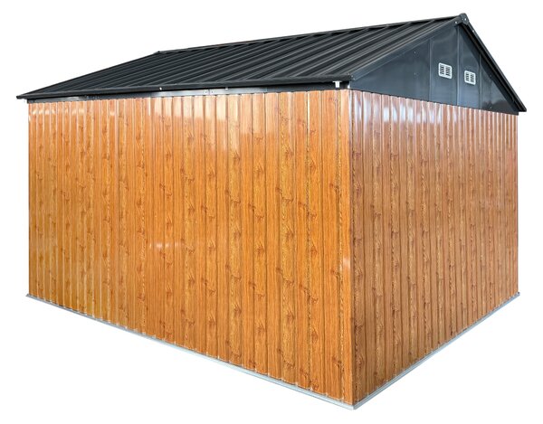 KONDELA Şopron de grădină din tablă metalică, maro/antracit, 3,6x3,1x2,5 m, GABKO