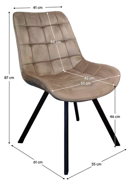 KONDELA Scaun de luat masa, ţesătură Velvet gri-maro Taupe/negru, SAMIRA