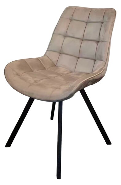 KONDELA Scaun de luat masa, ţesătură Velvet gri-maro Taupe/negru, SAMIRA