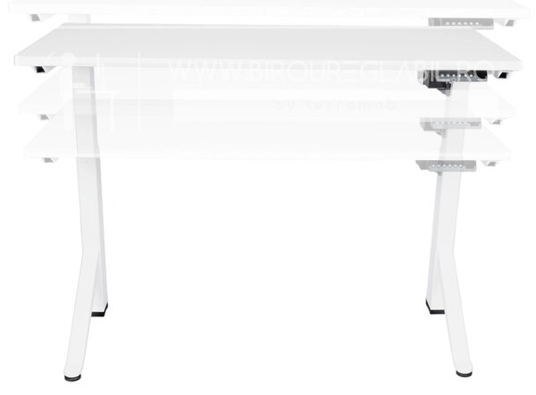 Birou reglabil electric TerrA2Y WHITE-cadru in Y, profil cadru alb