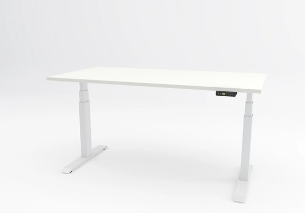 Birou reglabil pe inaltime TerrA7 WHITE - 2 motoare, profil dreptunghiular, culoare cadru Alb