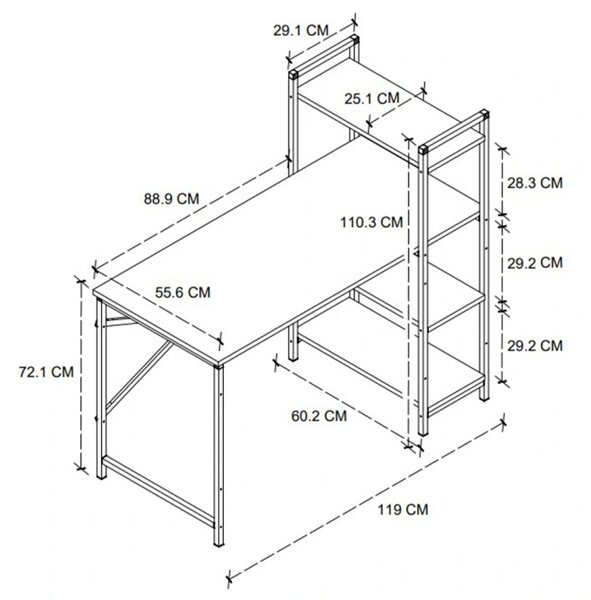 Birou fix metalic Start H, dimensiune 120x60cm blat Antracit 18 mm