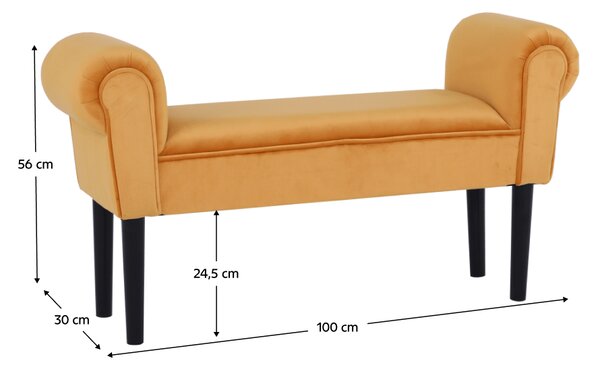 KONDELA Bancă, catifea Velvet, maro-miere/negru, BURDA