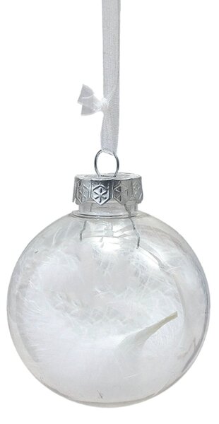 Set 12 bucati ornamente de Craciun WHITE FEATHER 9 cm, alb