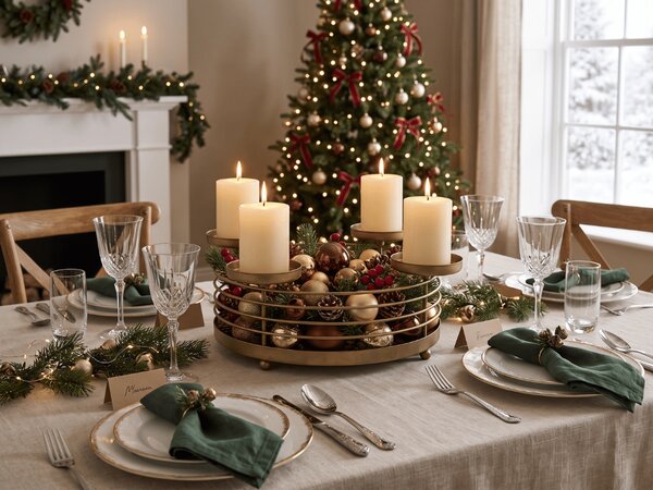 Suport metalic pentru lumanari de Advent GOLDEN ADVENT 32 cm, auriu