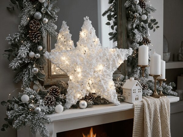 Decoratiune de Craciun stea FROSTELLE cu iluminare LED 38 cm, alba