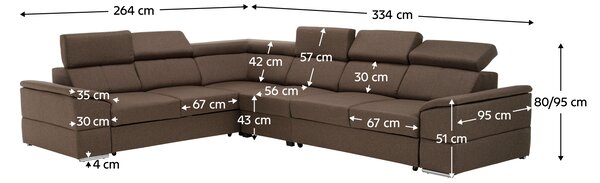 KONDELA Colţar, gri-maro Taupe, SEGORIA LUX