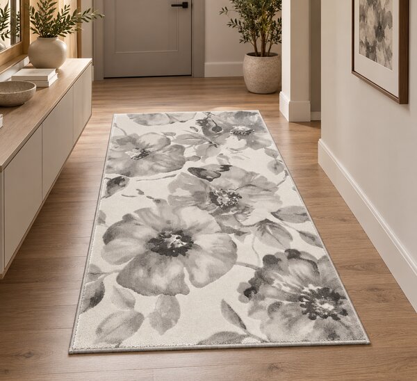Covor Floral Living Dormitor, Model Opus 54208 760, Gri 80x150