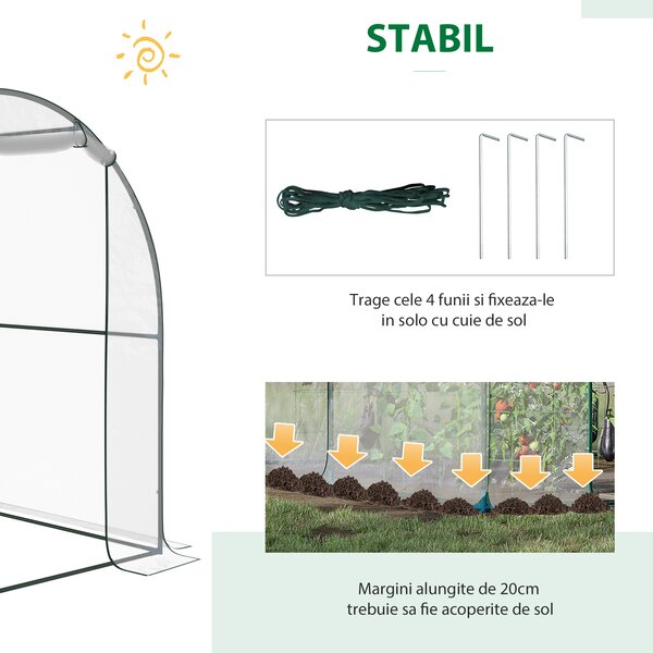 Outsunny Seră de Grădină Tip Tunel, Spațioasă, din PVC, Protecție UV, 250x200x200 cm | Aosom Romania