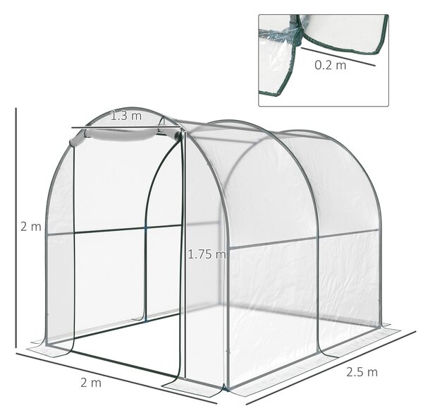 Outsunny Seră de Grădină Tip Tunel, Spațioasă, din PVC, Protecție UV, 250x200x200 cm | Aosom Romania