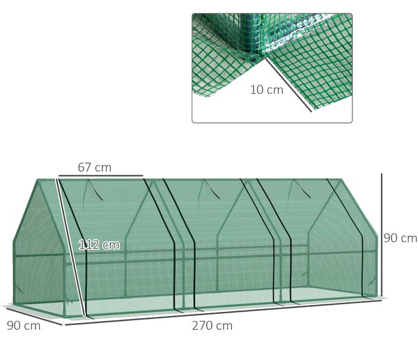 Outsunny sera gradina cu prelata, 270x90x90cm, verde | Aosom Romania