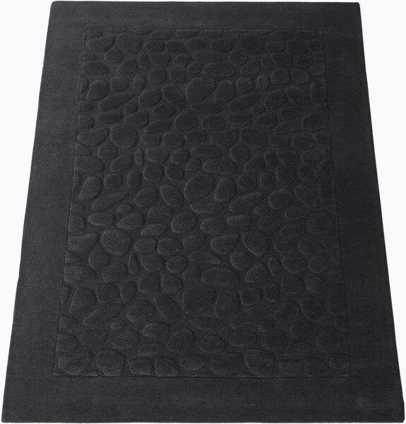 Covor Piedras negru 120/180 cm, lana naturala